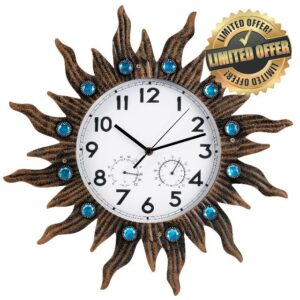 Sun Outdoor Clock with Thermometer and Hygrometer Combo