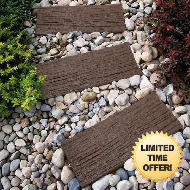 Sekcen 3 Pack Rubber Stepping Stones Outdoor Walkway Garden Recycled Paving Stones Pavers for Walkways