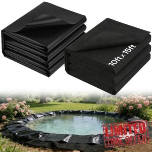 Heavy Duty Pond Liner Underlayment Combo - 10 X 15ft Non Woven Geotextile Fabric & 20 mil Pond Liners for Outdoor Ponds