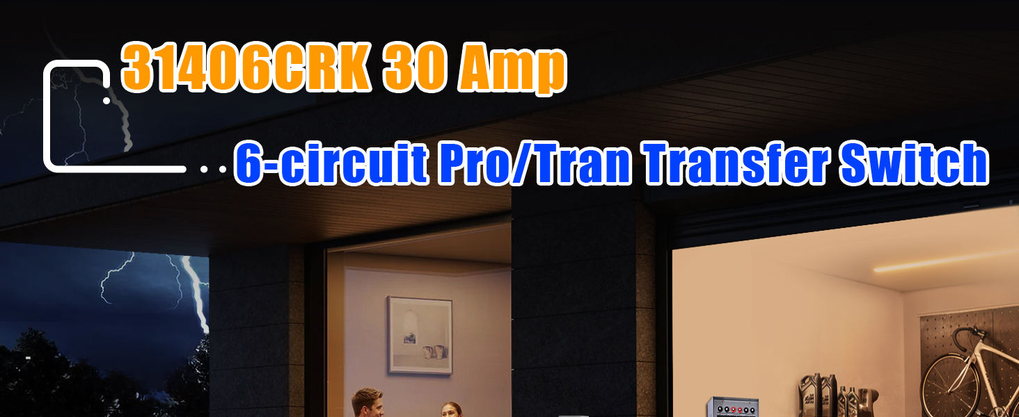 30 Amp Generator Transfer Switch Kit, 6-Circuit, 7500 Watts,