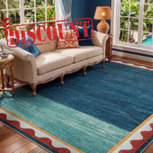YIHOUSE Mid-Century Washed Style Area Rug 5x7 Washable Carpet for Living Room