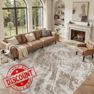DMOYEST 8x10 Washable Area Rug: Abstract Modern Non-Slip Carpet