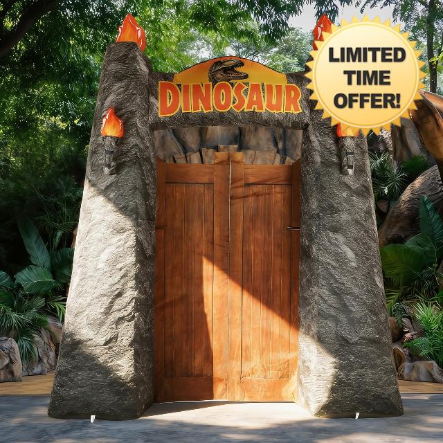 10 Ft Dinosaur Inflatable Arch Dino Inflation Arch with LED Light Dinosaur Theme Party Park Blow Up Archway for Dinosaurs Theme Birthday Jungle Safari Party Yard Outdoor Lawn Blow-Up Backdrop Deco