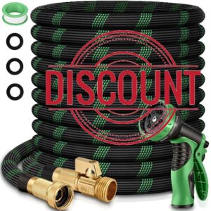 50 ft Flexible Garden Hose with 10 Spray Nozzle-Heavy Duty Superior Strength 96D Material Garden hoses -5-Layer PTE Latex Core - Lightweight Water hoses- Extra Strong Brass Connectors Garden hose