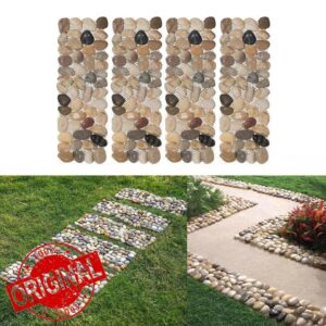 Natural River Pebble Steppingstone Pavers with Mesh Backing for Garden Walkways Patio Paths & Outdoor Landscaping 4 x 12 Inch