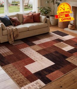 YIHOUSE Brown Modern 5x7 Area Rugs for Living Room