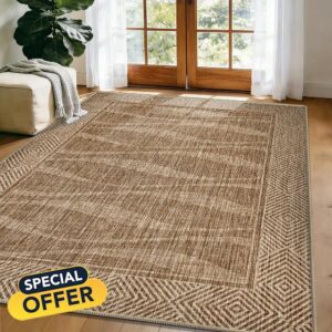 Jute Rug 5x7 Outdoor Patio Rug with Border