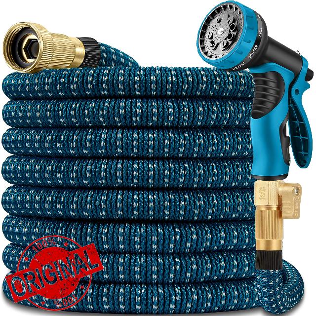 50 ft Expandable Garden Hose - All New 2026 Retractable Water Hose with 3/4" Solid Brass Fittings