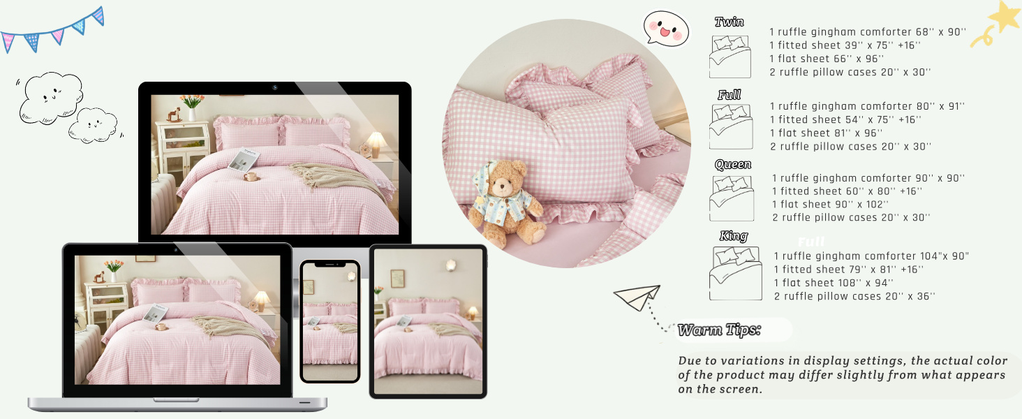 gingham plaid bed set