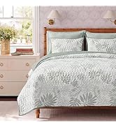 BLOOMHAVEN Quilt Set Queen Size, Storn Grey Tropical Quilt Sets, Reversible Bedspread Lightweight...