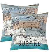 Homewish Camping RV Throw Pillow Covers (Pack of 4),Surfing Sports Cushion Cover for Kids Girls B...