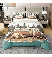 Homewish Vintage RV Duvet Cover Set Twin Size,Ocean Surfing Bedding Sets 2Pcs for Kids Girls Boys...