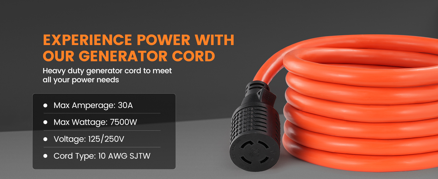 30 Amp Generator Cord and Power Inlet Box