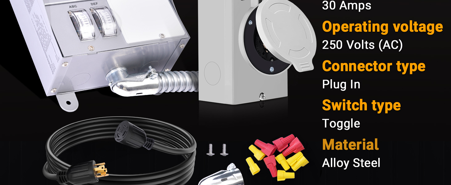 30 Amp Generator Transfer Switch Kit, 6-Circuit, 7500 Watts,
