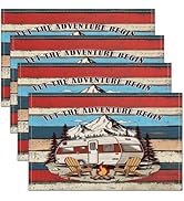 Homewish Retro Camper Van Tablecloths,Camping Theme Table Cloth,Bonfire Table Accessories for Kit...