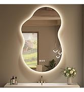 SMIROR Oval Backlit LED Bathroom Mirror 24x36, Pill-Shaped Lighted Vanity Mirror with Lights for ...
