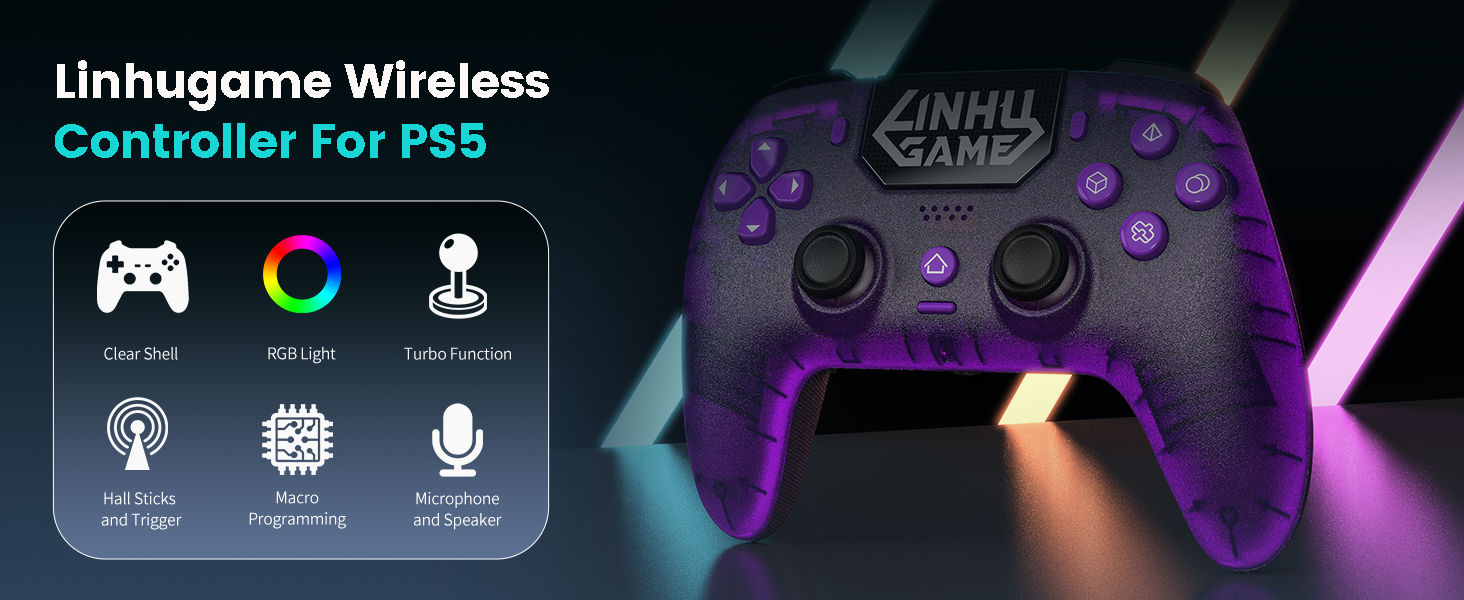 linhugame wireless controller for ps5