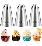 FANTEXY 5 Pieces Large 2D Piping Tips Set – Stainless Steel Cake Decorating Nozzles, Drop Flower ...