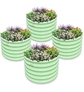A ANLEOLIFE Kids Raised Garden Beds Outdoor (4-Pack)-24x24x18in Round Galvanized Metal Planter Bo...