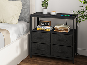 bed side table in bedroom