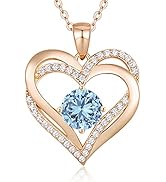 LOUISA SECRET Love Heart Birthstone Necklaces for Women 925 Sterling Silver Pendant Necklace Birt...