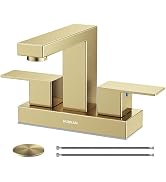 Bathroom Sink Faucet, Hurran 4 inch Brushed Nickel Bathroom Faucets for Sink 3 Hole with Pop-up D...