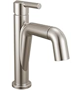 Delta Faucet Nicoli Pull-Down Widespread Bathroom Faucet, Matte Black Bathroom Sink Faucet, Bathr...
