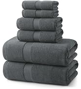 ecolook 6 Piece Bath Towel Set,100% Cotton,Includes 2 Bath Towels 55x28 Inch,2 Hand Towels,2 Wash...