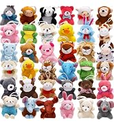 72 Pack Mini Stuffed Animal, Assorted Plush Toy (Dinosaur, Zoo, Ocean), Party Favors for Kid, Per...