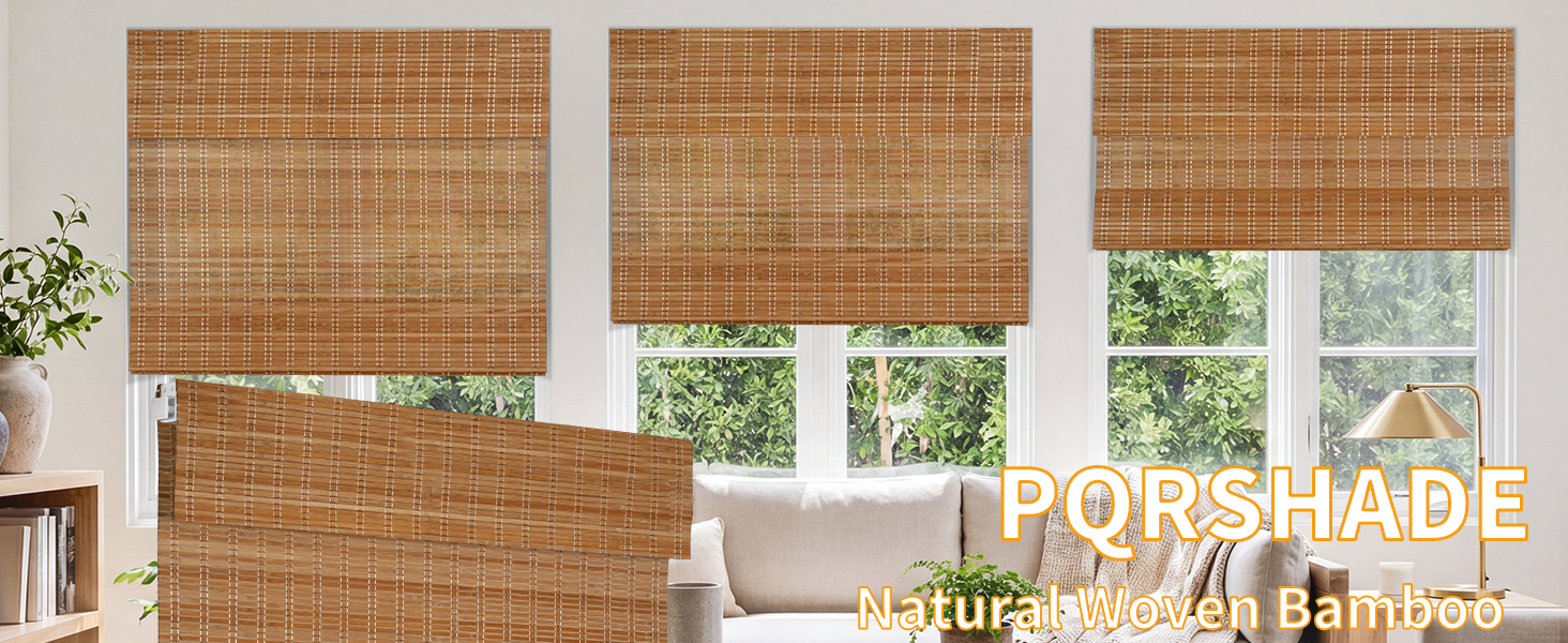 PQRSHADE Natural Woven Bamboo