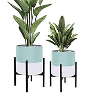Opnons Plant Pot with Stands Set of 2, Mid Century Planters for Indoor Plants Modern Decorative F...
