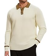Alex Vando Mens Knit Polo Shirts Long Sleeve Casual Fashion Classic Button Down Polo Shirts