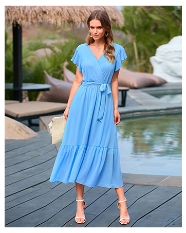 PRETTYGARDEN Women's Midi Summer Dresses Casual V Neck Swiss Dot Ruffle Sleeveless A Line Beach S...