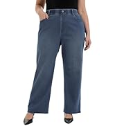 TONIRY Pull On Jeans for Women Wide Leg High Waisted Stretch Baggy Jeans Casual Trendy Straight D...