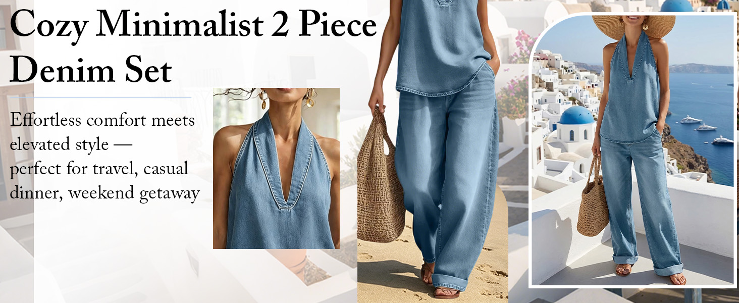 Womens Halter Denim Sets
