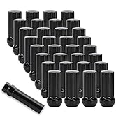 1/2-20 Black Closed End Bulge Acorn Lug Nuts 1.38 inch Long -Cone Seat-19mm Hex Compatible with M...