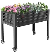 A ANLEOLIFE 8X4X1.5ft Galvanized Raised Garden Bed Kit, Rectangular Large Metal Deep Root Planter...