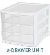 Sterilite 3 Drawer Storage Tower, Plastic Decorative Weave Organizer Drawers for Dorm, Closet, Be...