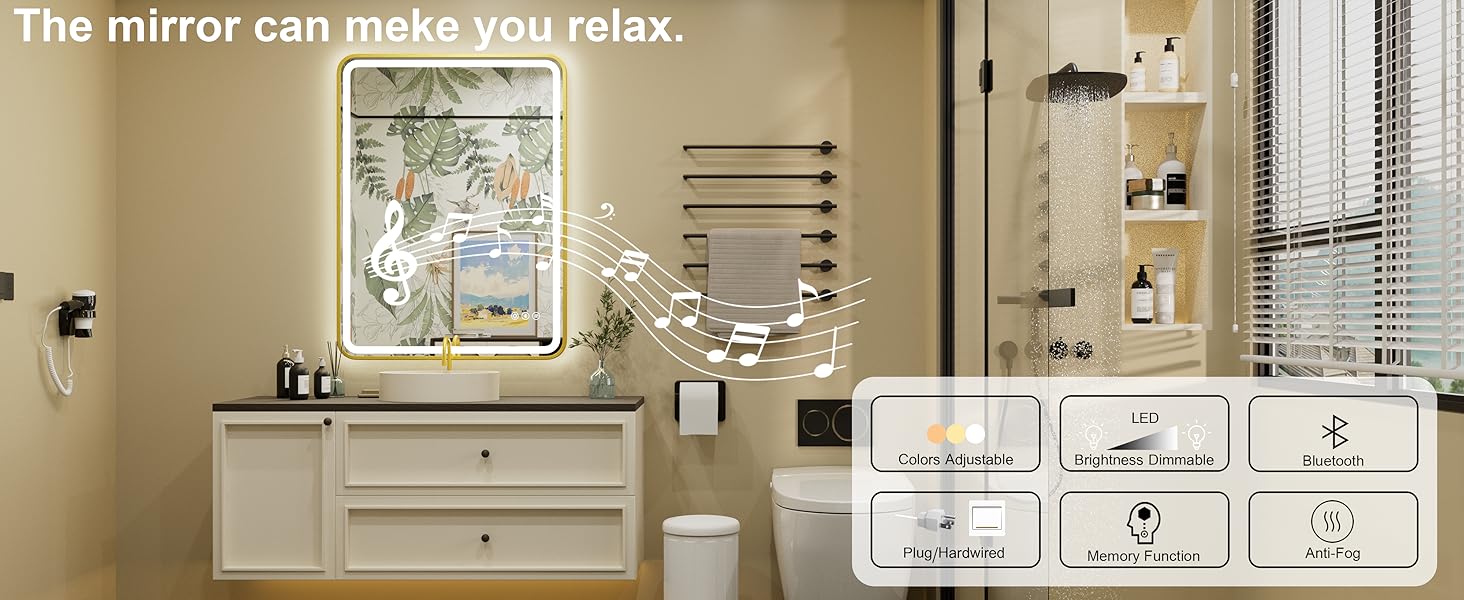 led bathroom mirror with music