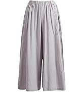 Gihuo Womens Linen Blend Wide Leg Belted Pants Summer Professional Tie Waist Trousers Wrap Palazz...