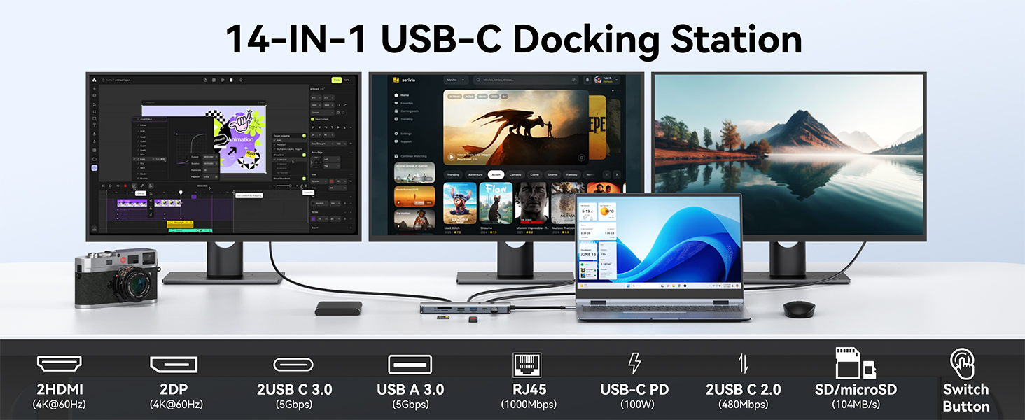 laptop docking station 3 monitors