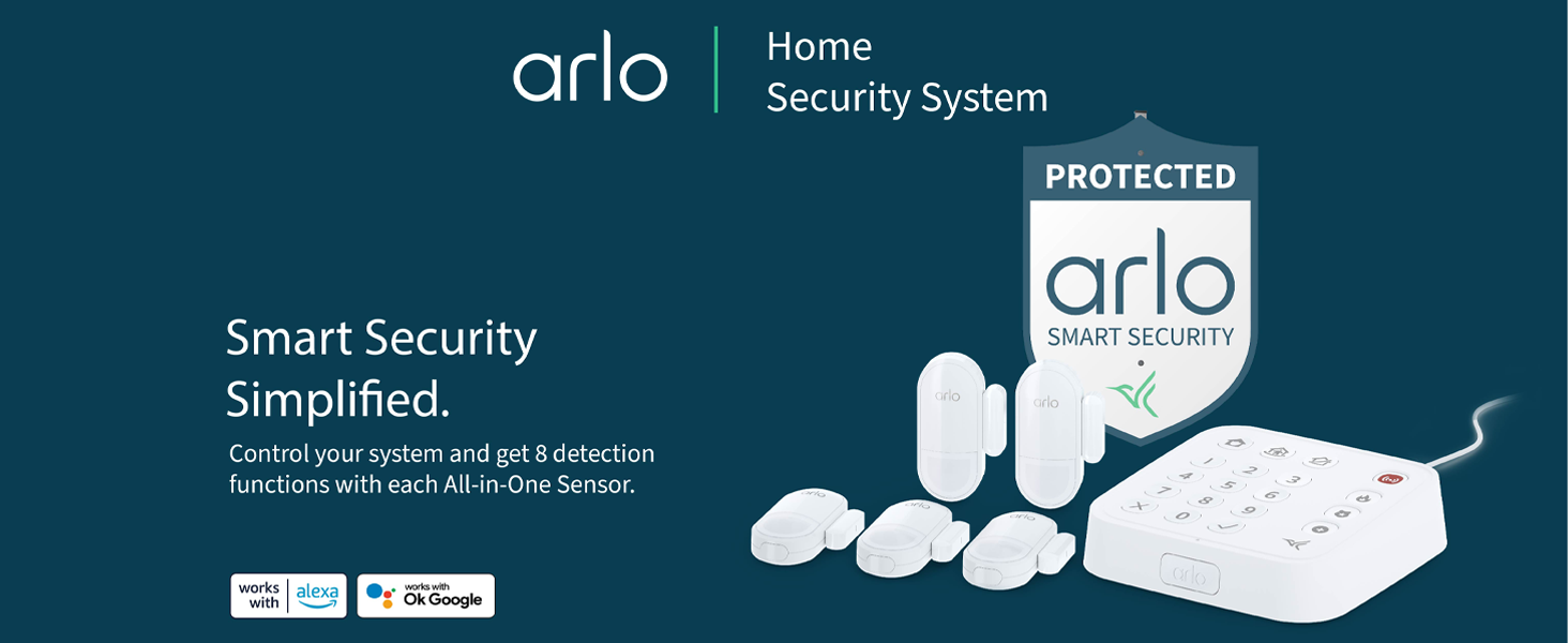 Arlo Home Security System - 5 sensor with keypad hub and yard sign