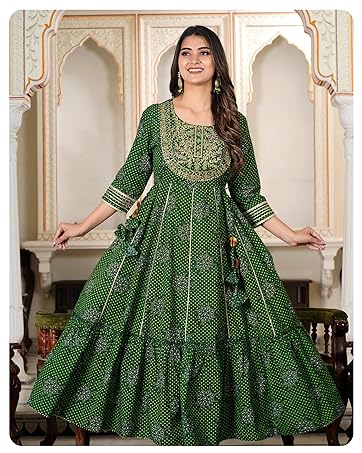 JG JAI GOVINDAM Indian Hand Embroidered Kurti for Women Chikankari Straight Cotton Long Kurti's T...