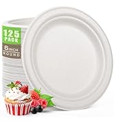 Gezond Compostable Paper Plates Set 300pcs Disposable Sugarcane Plates 10 Inch Eco-friendly White...