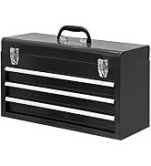 BIG RED ANTBD133-XB Torin 20.5" Portable 3 Drawer Steel Tool Box with Metal Latch Closure, Red
