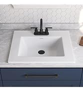 DeerValley 20x17 Inch Oval Ceramic Drop-in Bathroom Sink, White Vessel Sink with Overflow and Thr...