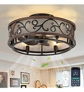 Crystal Chandelier Ceiling Fan with 3-Light, Farmhouse Fandelier with Remote - Silent DC Motor, K...