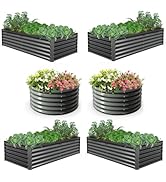 A ANLEOLIFE 6-Pack 4X4X1.5ft & 6X2X1.5ft Deep Root Galvanized Raised Garden Beds Outdoor for Plan...