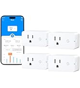 Govee Dual Smart Plug 4 Pack, 15A WiFi Bluetooth Outlet, Work with Alexa and Google Assistant, 2-...