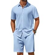 COOFANDY Men's Casual Button Down Shirts Short Sleeve Textured Summer Beach Shirts